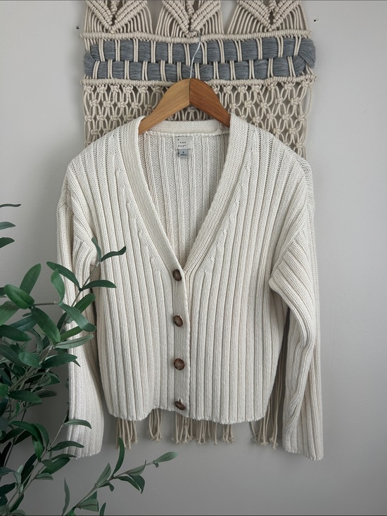 a new day Sweaters - a new day Cream Ribbed Button Down Cardigan